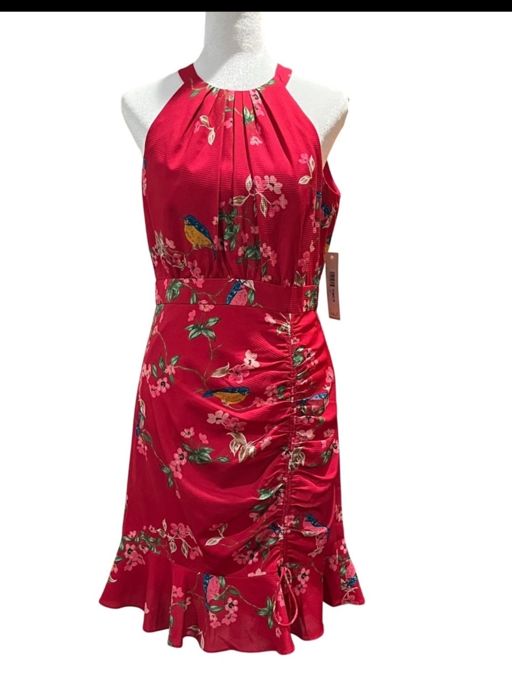 Eliza J Hot Pink Floral Halter Mini Dress